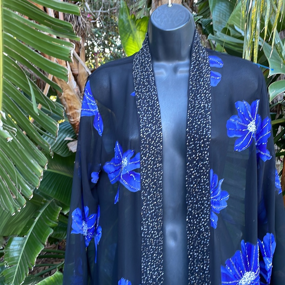 Sheer floral beaded duster